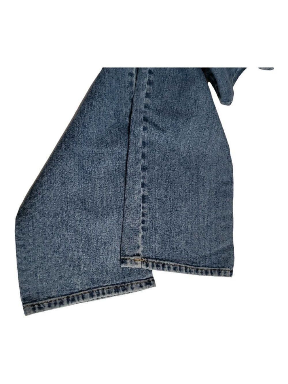 NEWPORT News Jeanology High Rise Mom Jeans Blue Denim Tie Closure Size 14 - Picture 7 of 9